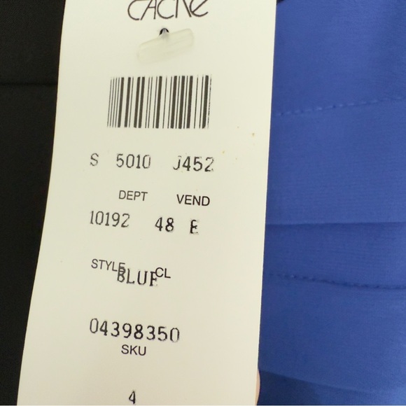 Cache 4 Royal Blue Black Color-block Cocktail Pleated Sleeveless Sheath Dress - Picture 6 of 8